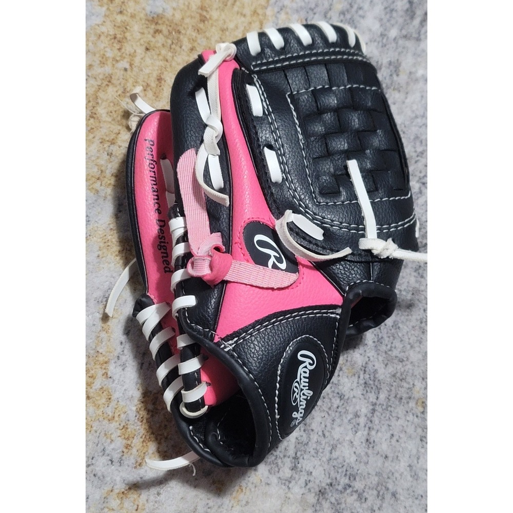 Rawlings Youth Pink‎ Black Baseball Softball 9 Inch Glove Left Hand Throw PL91PB